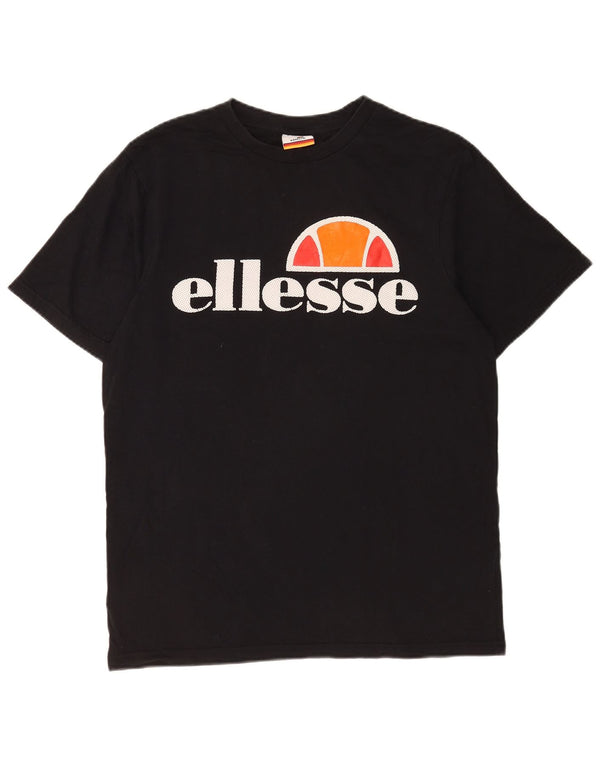 T-shirt grafica da uomo Ellesse Top in cotone nero medio