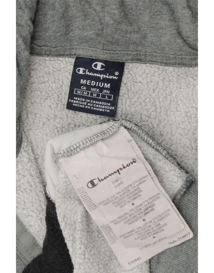 Maglione con cappuccio e zip da uomo Champion in cotone color block grigio medio