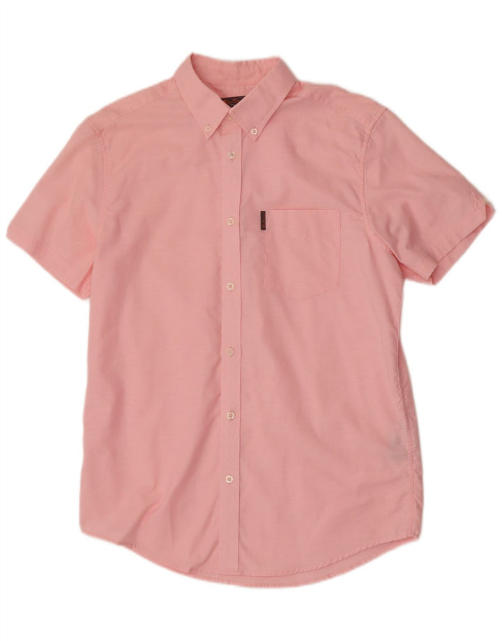 Camicia a maniche corte da uomo Ben Sherman in cotone rosa medio
