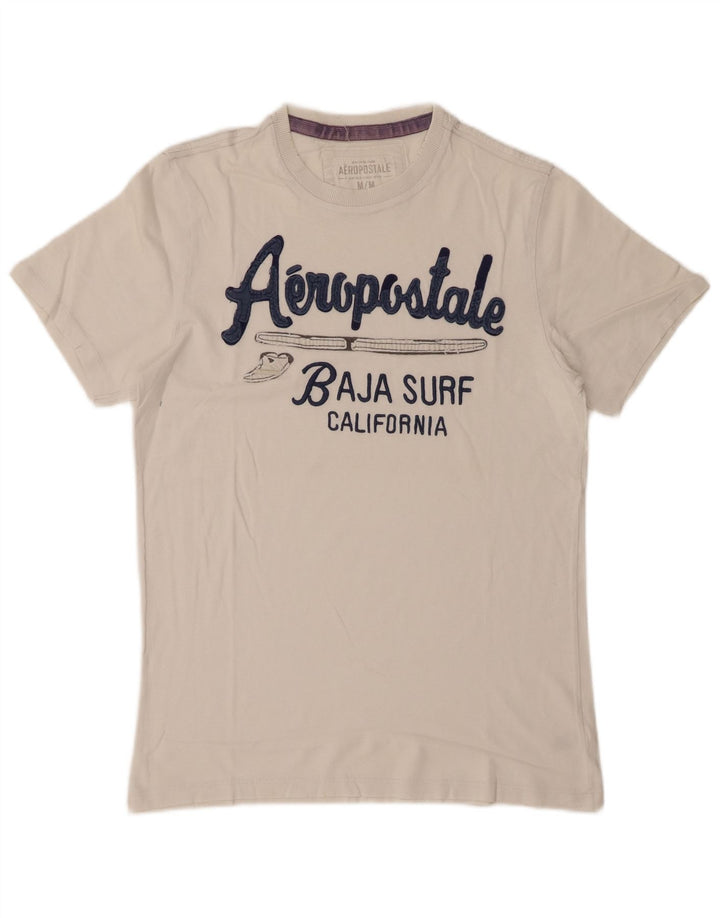 AEROPOSTALE Mens Graphic T-Shirt Top Medium White Cotton