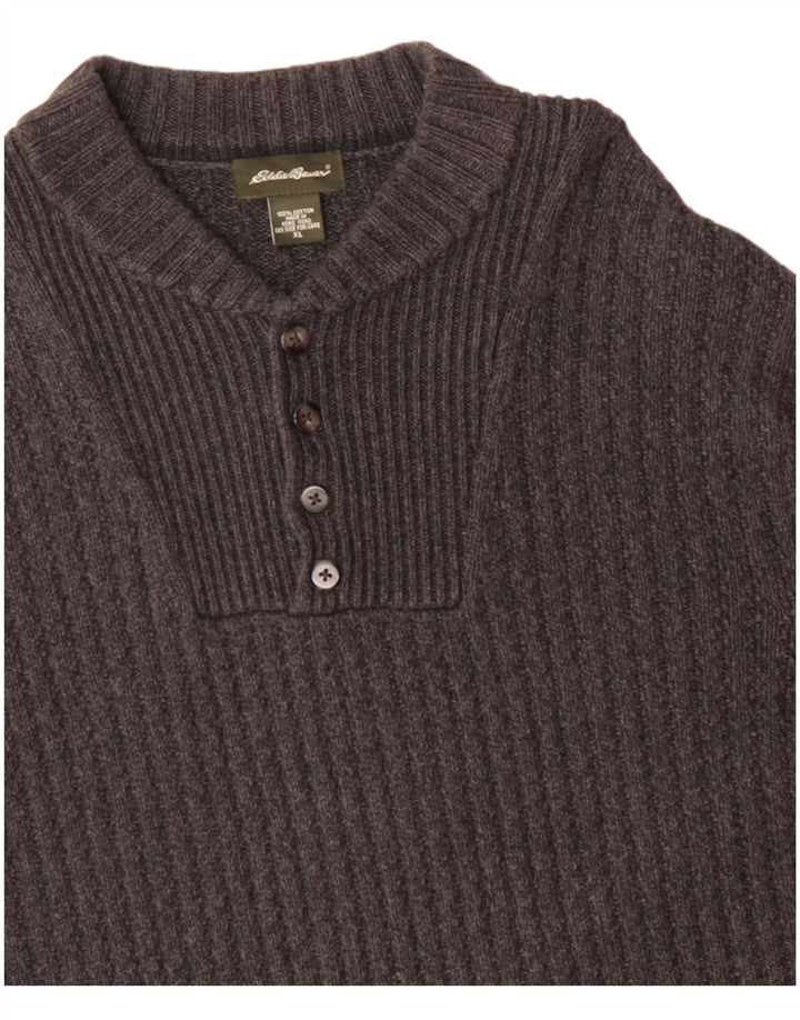 EDDIE BAUER Maglione girocollo da uomo XL in cotone grigio