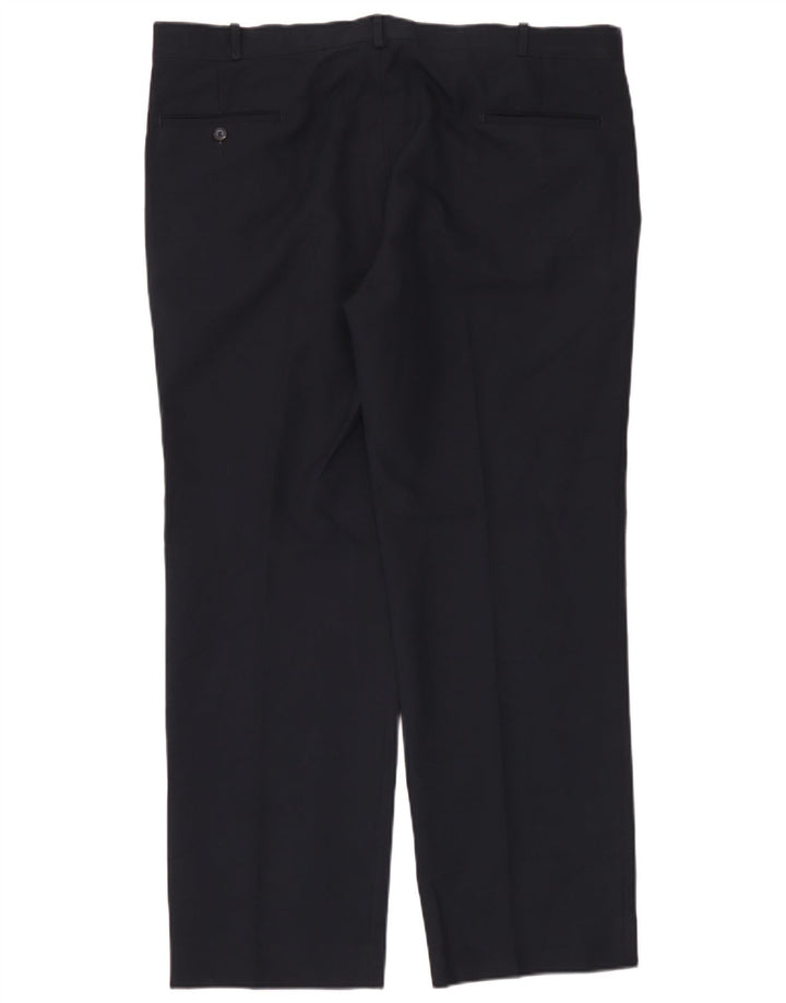 Pantaloni da abito dritti da uomo Farah W42 L33 poliestere blu navy