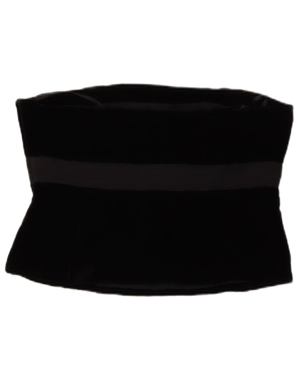 LAURA ASHLEY Top con corsetto in velluto da donna UK 14 Viscosa nera media