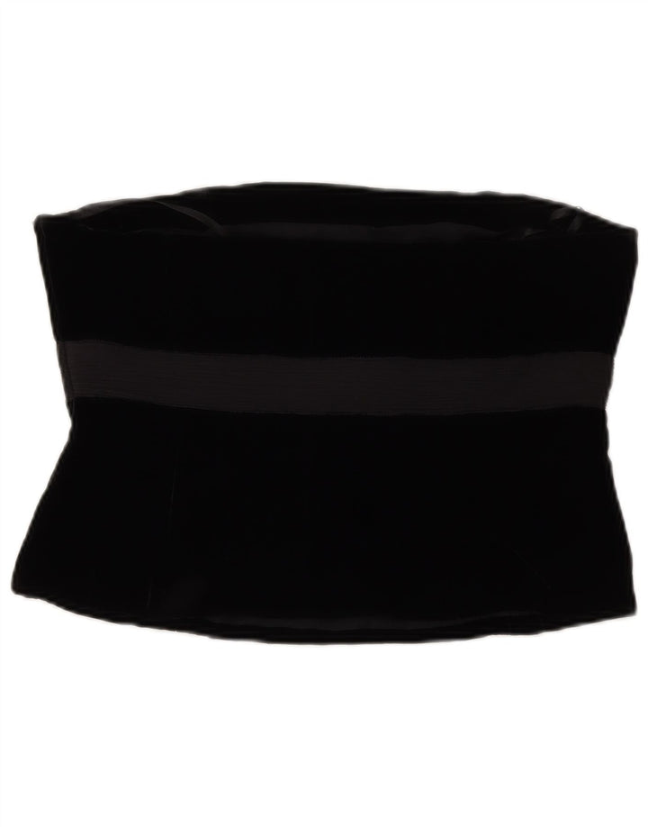 LAURA ASHLEY Top con corsetto in velluto da donna UK 14 Viscosa nera media