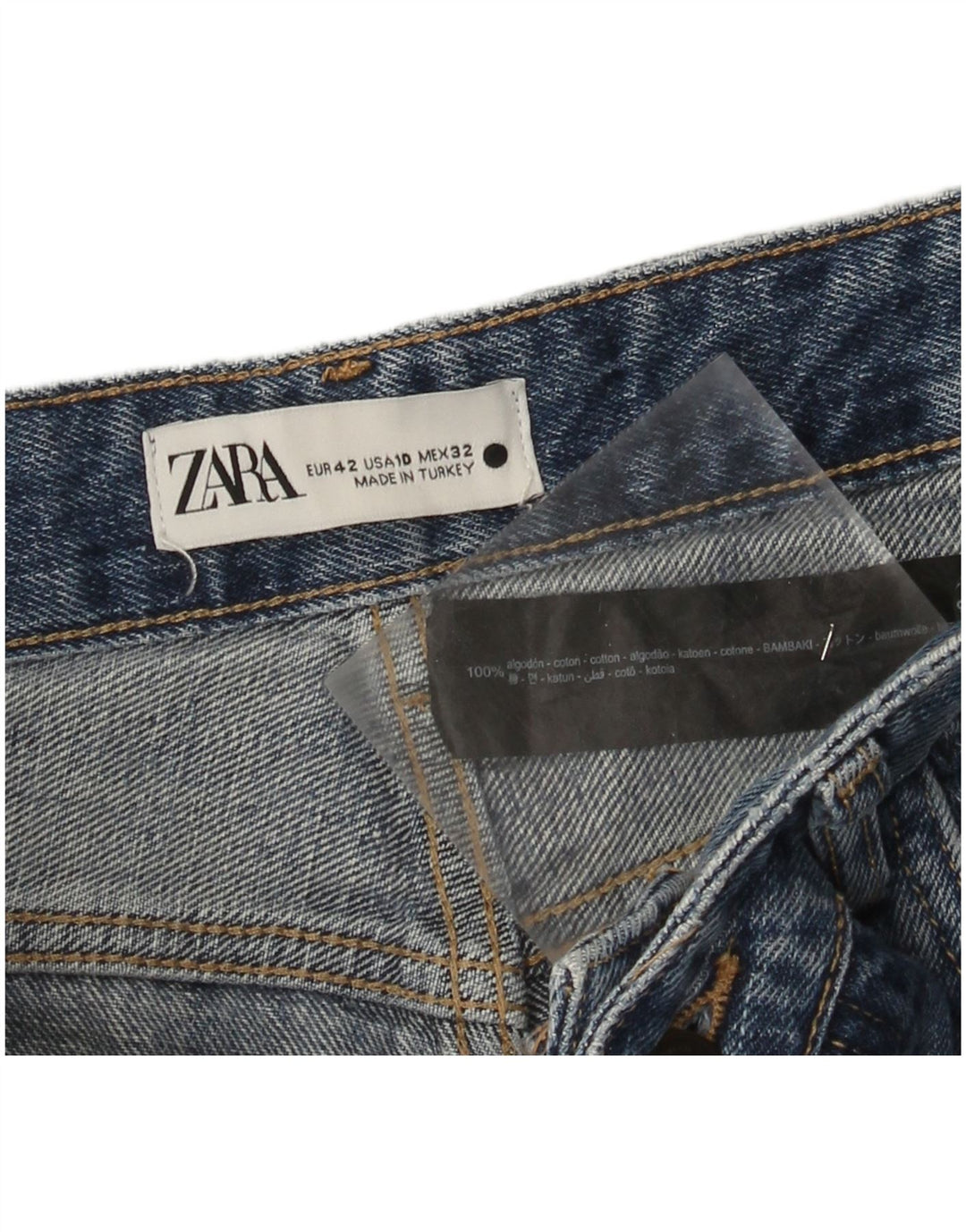 Jeans dritti da donna Zara EU 42 Large W32 L31 cotone blu