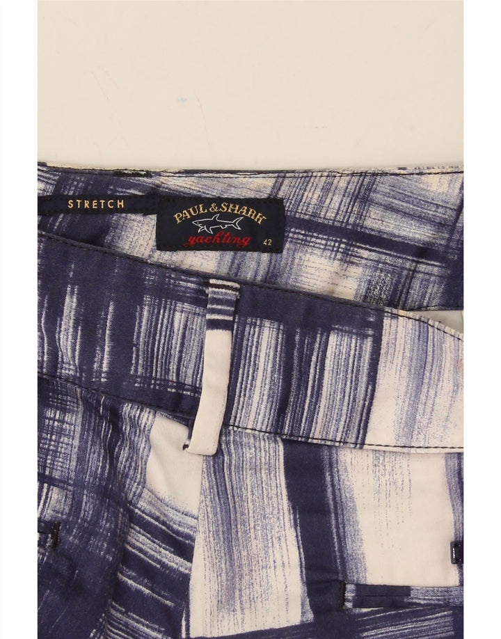PAUL & SHARK Womens Abstract Pattern Shorts IT 42 Medium W30  Navy Blue Vintage Paul & Shark and Second-Hand Paul & Shark from Messina Hembry 