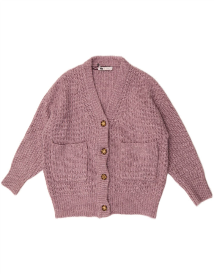 Maglione cardigan oversize da donna Zara UK 10 piccolo poliestere rosa