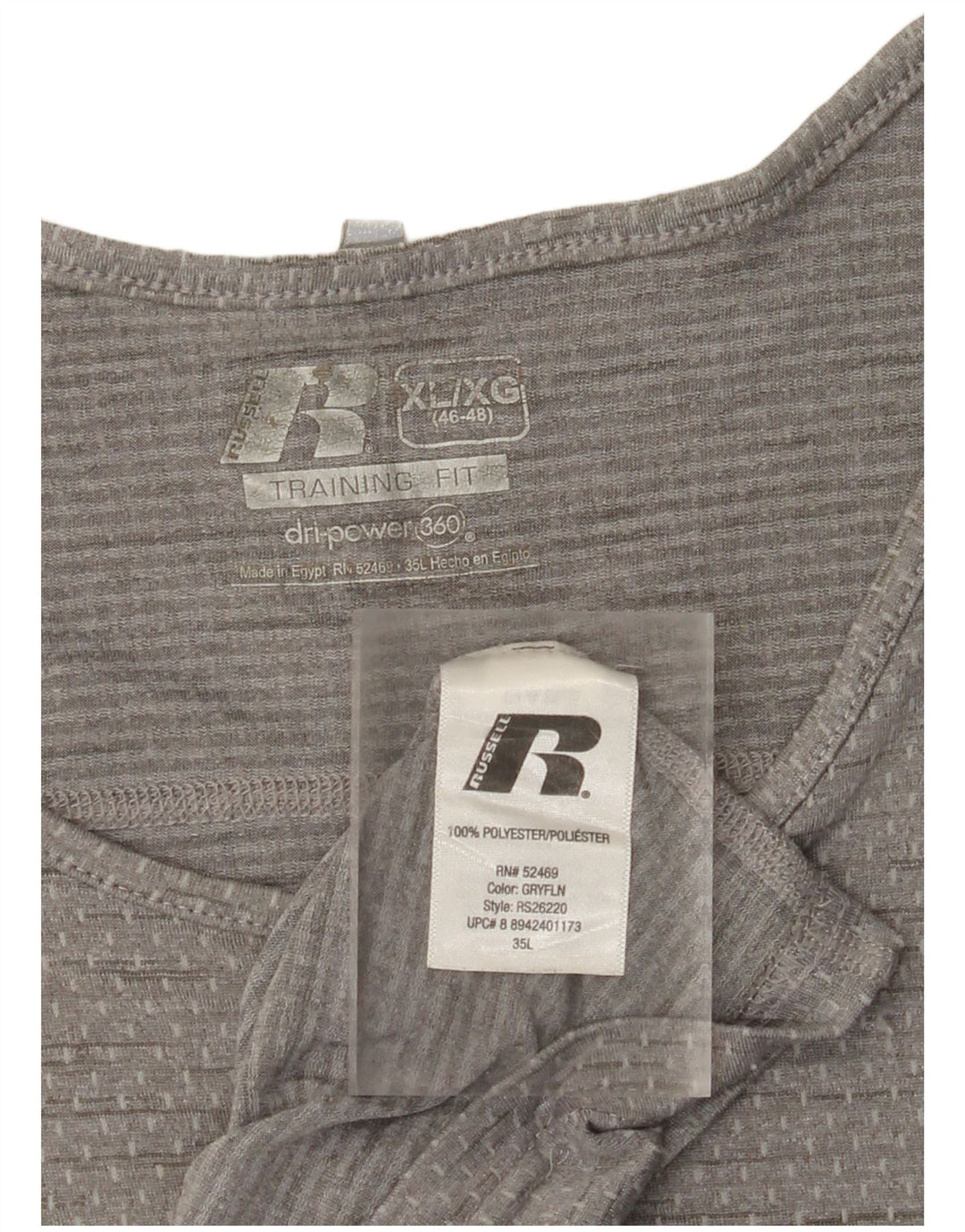 RUSSELL ATHLETIC Canotta Dri-Power da uomo UK 46/48 XL Grigio chiazzato