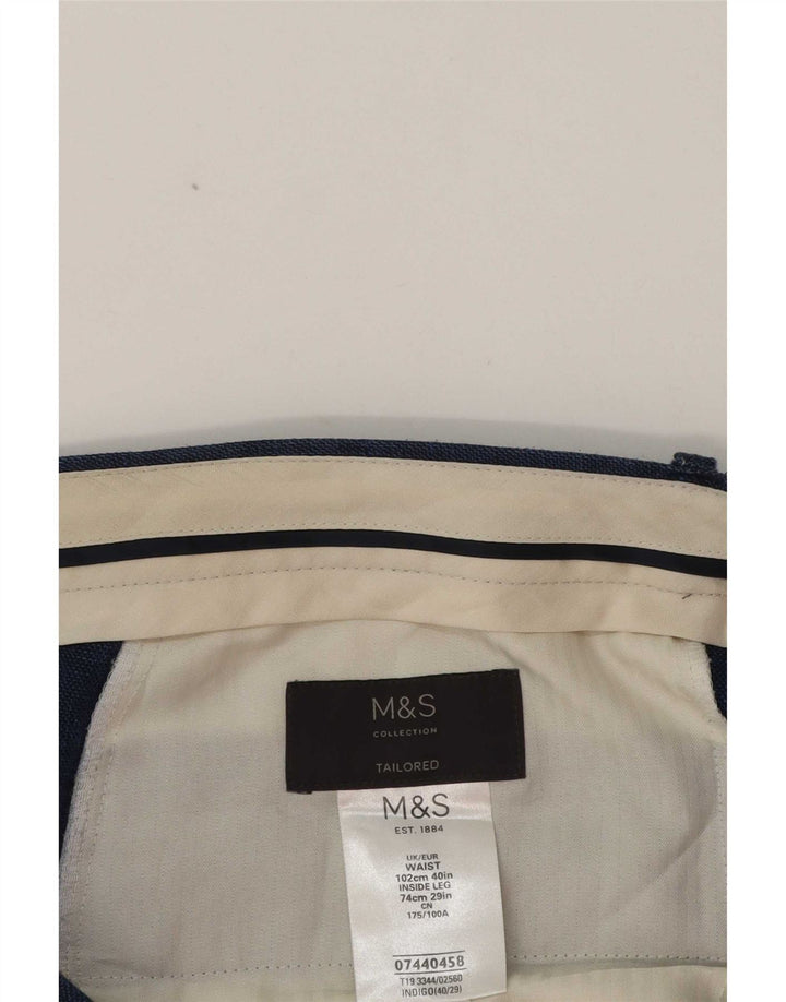Pantaloni da abito su misura da uomo Marks & Spencer W40 L29 Blu classico