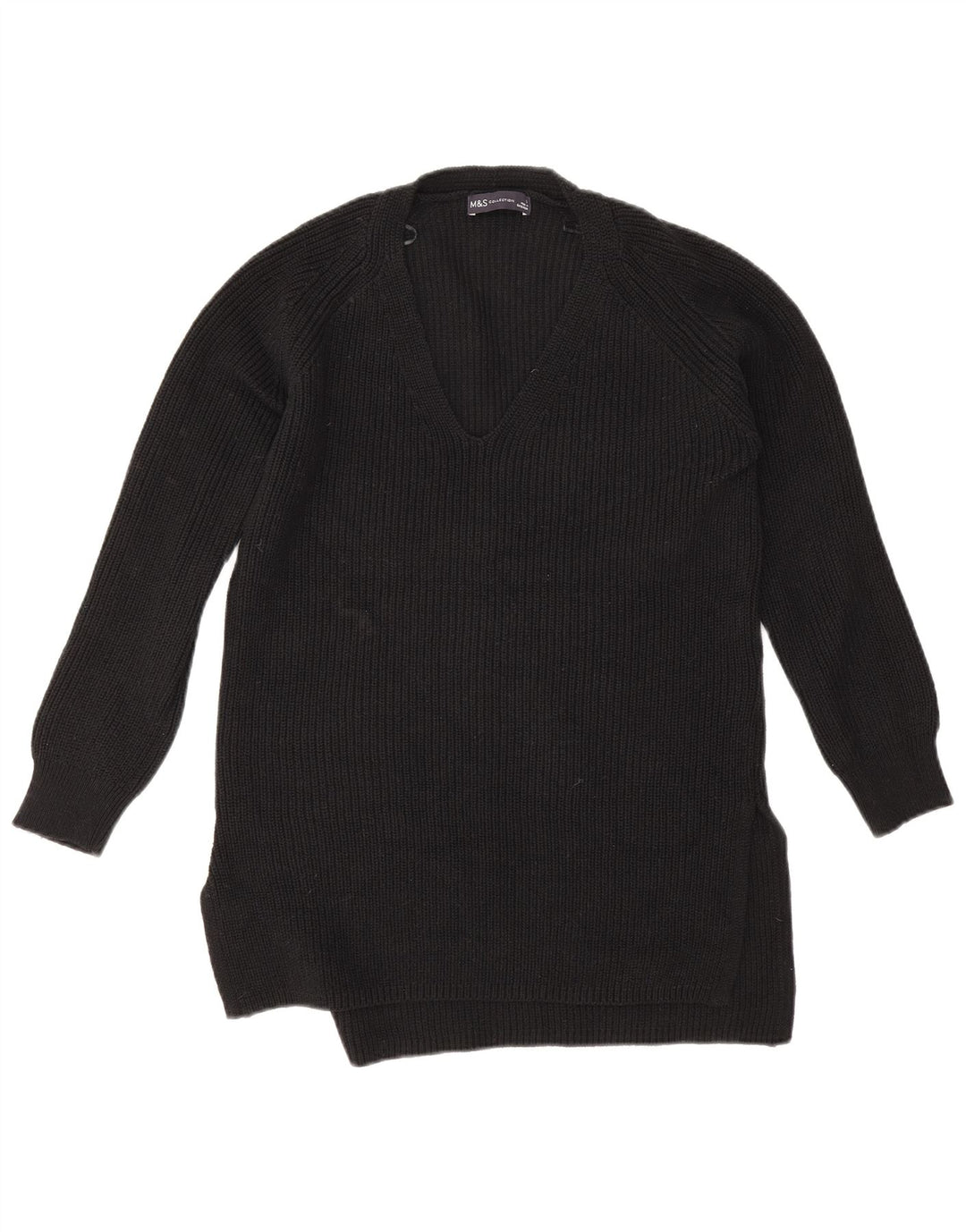 Maglione oversize con scollo a V da donna Marks & Spencer UK 10 piccolo nero