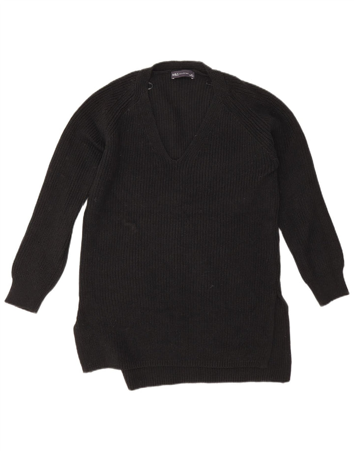 Maglione oversize con scollo a V da donna Marks & Spencer UK 10 piccolo nero