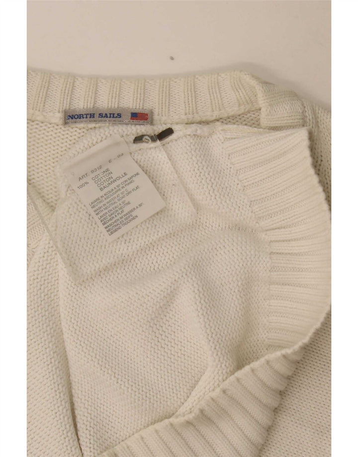 Maglione da uomo con scollo a V North Sails in cotone bianco medio
