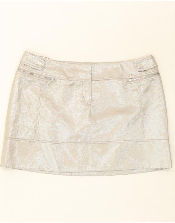KAREN MILLEN Womens Mini Skirt UK 14 Large W36  Silver Polyester Vintage Karen Millen and Second-Hand Karen Millen from Messina Hembry 