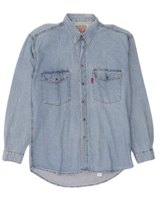 Camicia di jeans da uomo Carrera in cotone blu medio