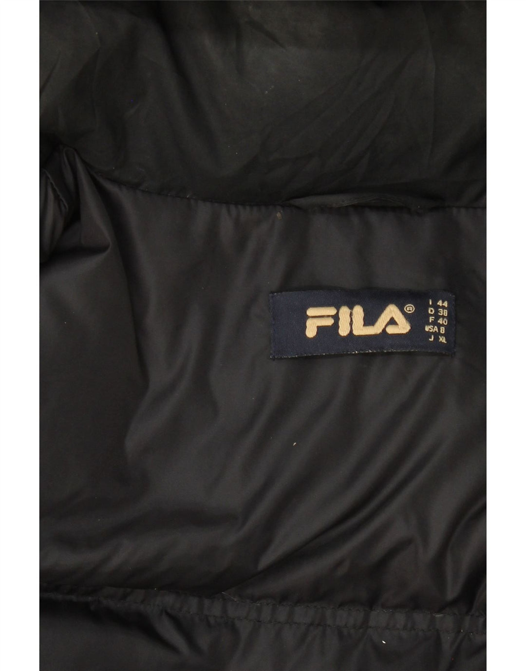FILA Womens Hooded Padded Coat IT 44 Medium Black Vintage Fila and Second-Hand Fila from Messina Hembry 