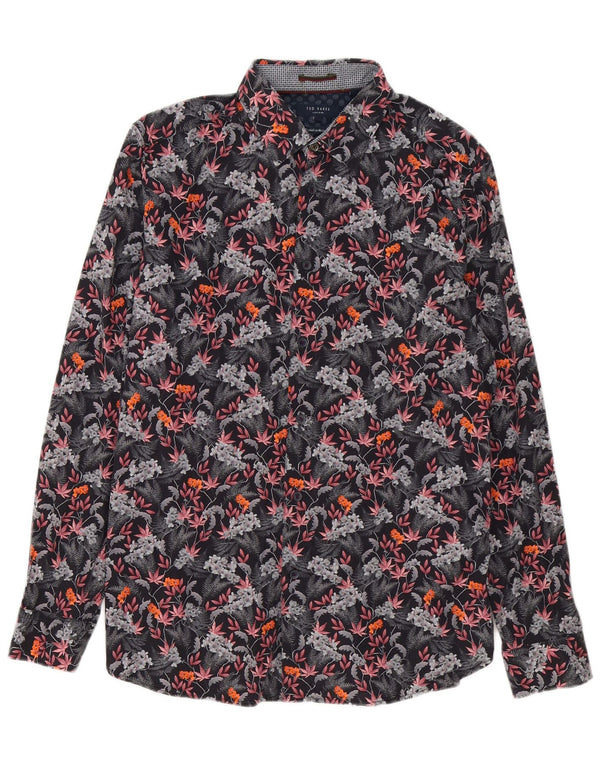 Ted Baker Camicia da uomo Taglia 4 Grande cotone floreale multicolore