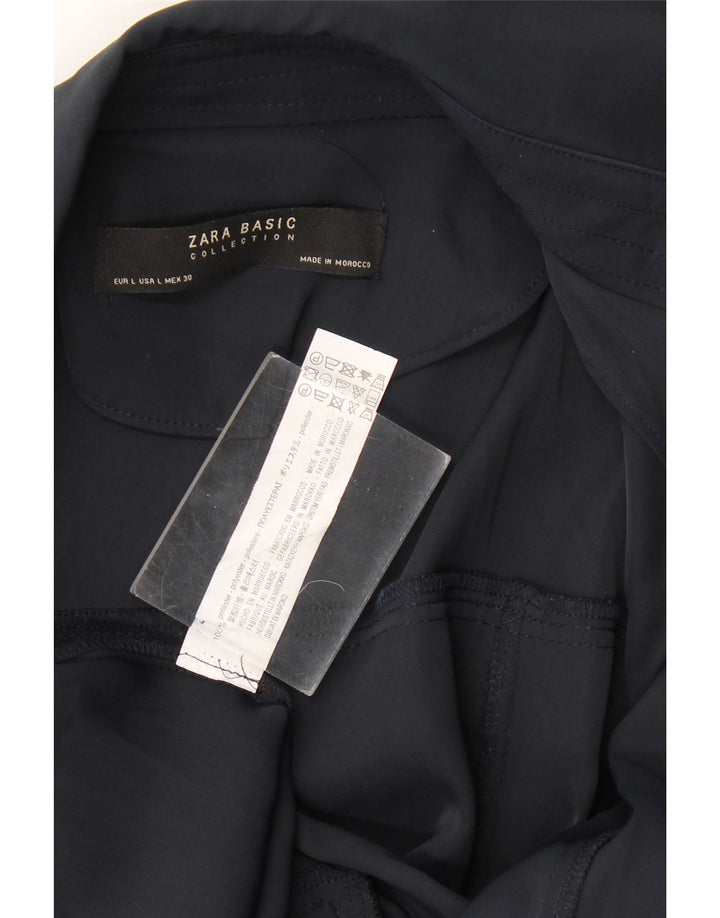 Trench da donna Zara UK 16 grande poliestere blu navy