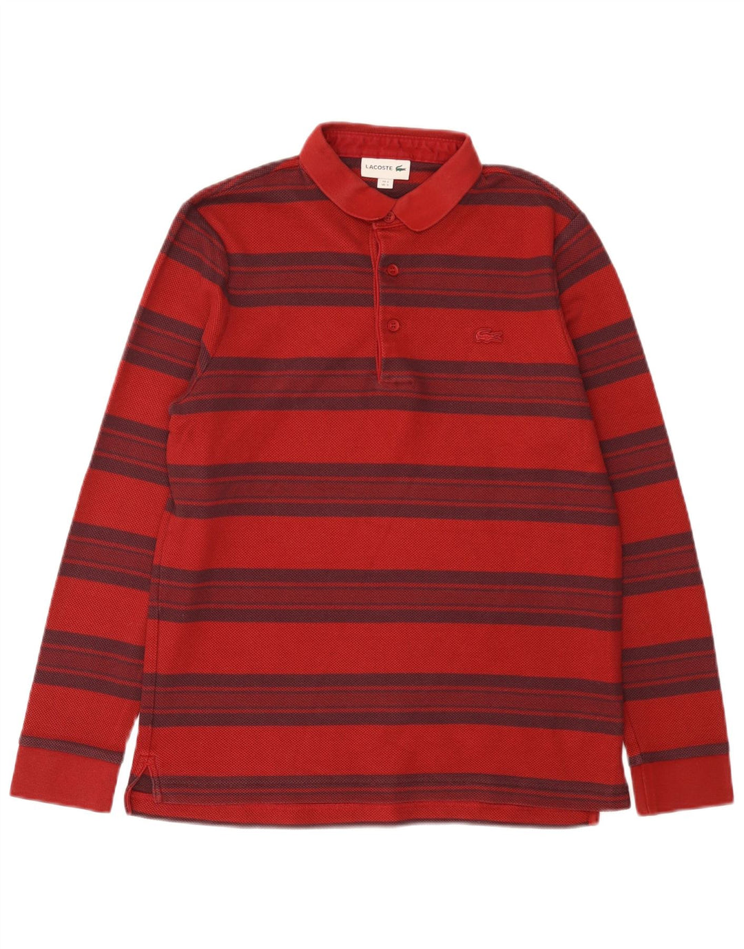 Polo da uomo a maniche lunghe Lacoste taglia 3 piccola in cotone a righe rosse