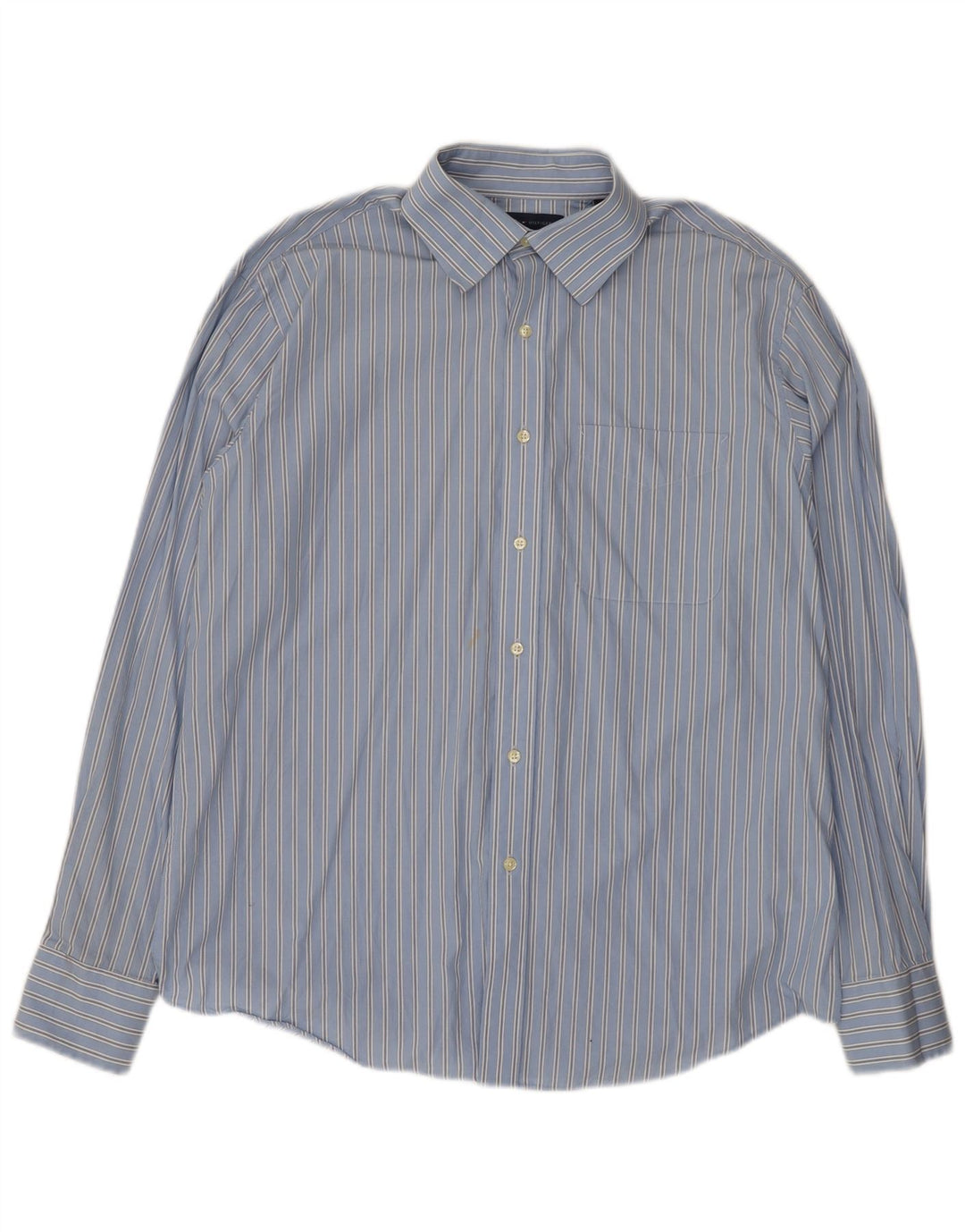 Camicia da uomo Tommy Hilfiger taglia 16 grande cotone a righe blu