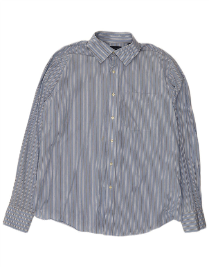 Camicia da uomo Tommy Hilfiger taglia 16 grande cotone a righe blu
