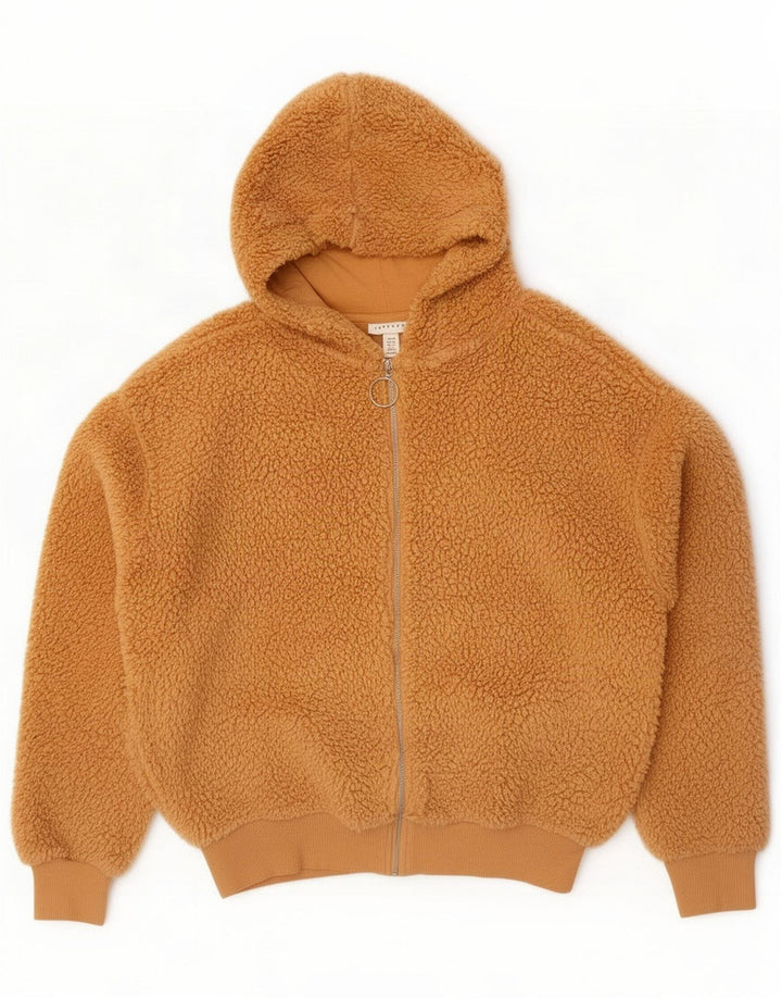 Topshop Giacca in pile oversize con cappuccio da donna UK 8 Small Beige Poliestere