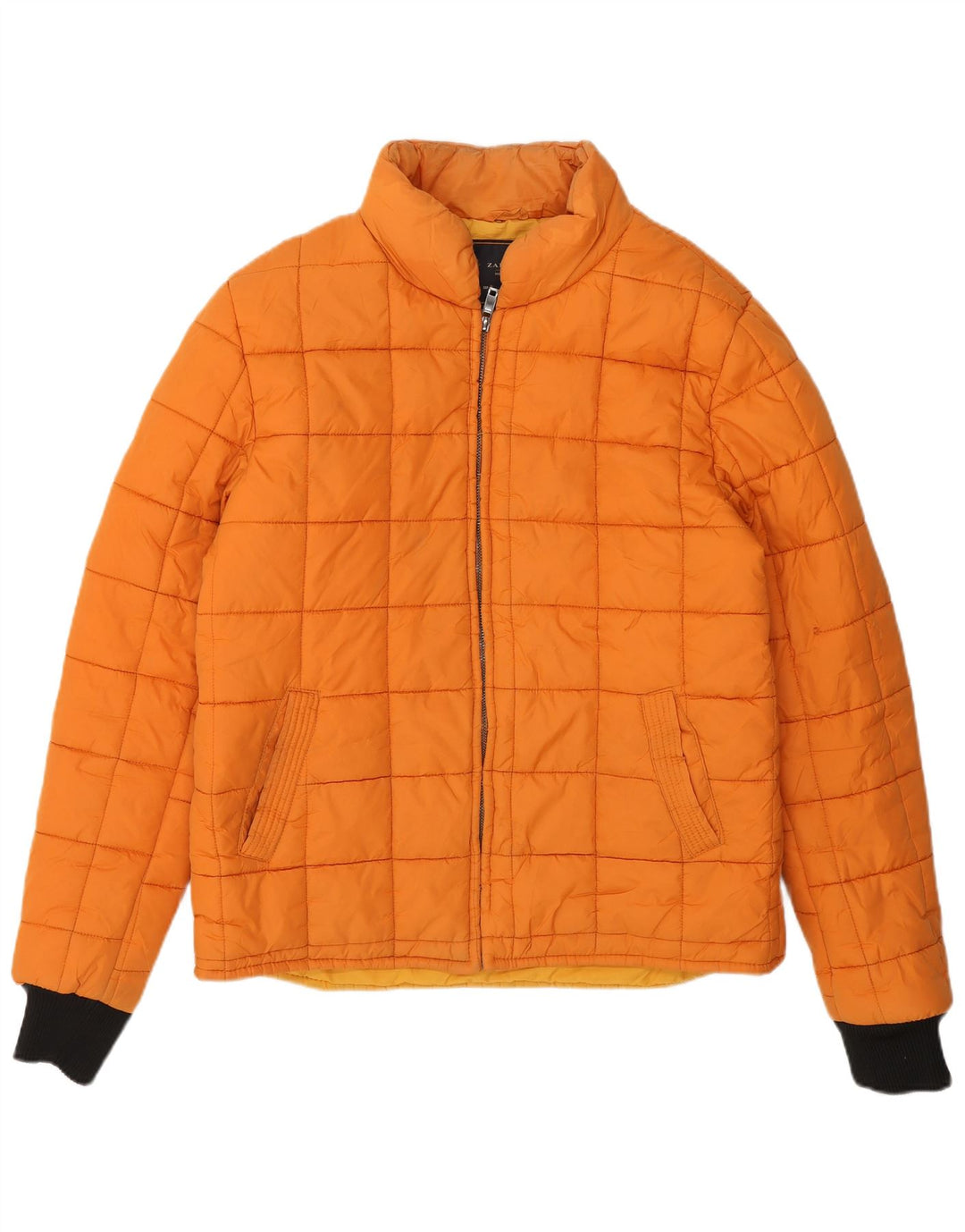 Giacca imbottita da uomo Zara UK 38 Poliestere color block arancione medio