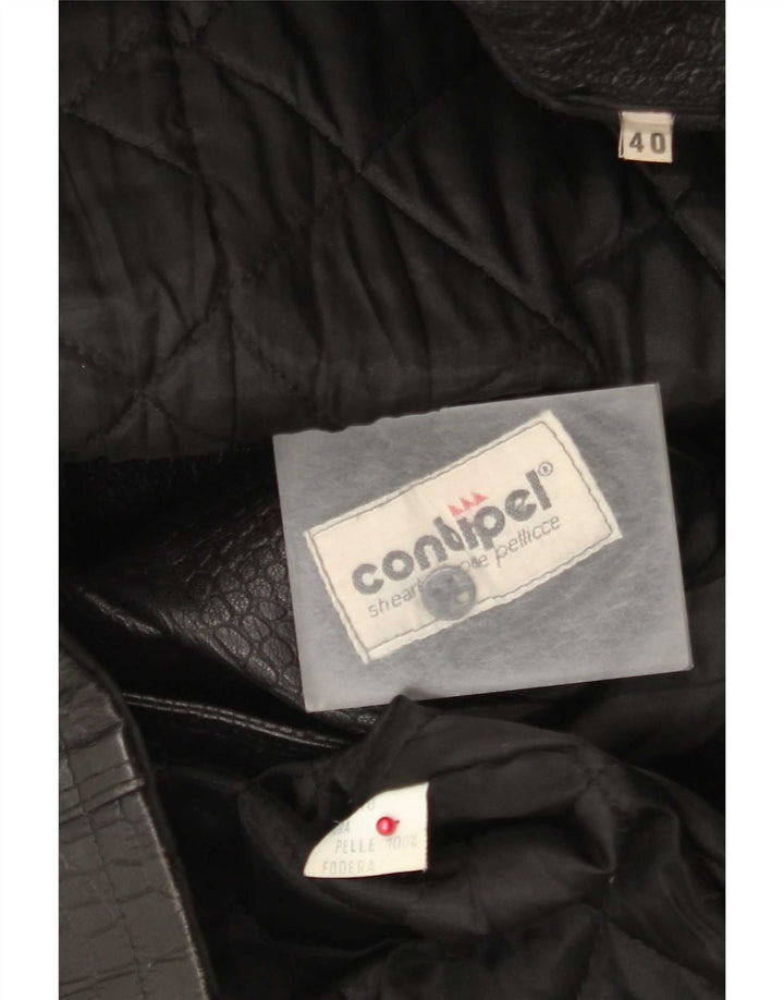 Cappotto Doppiopetto Donna Conbipel IT 40 Small Nero Stampa Animalier