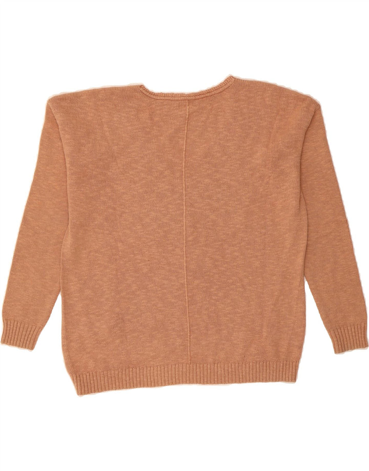 FAT FACE Womens Oversized V-Neck Jumper Sweater UK 10 Small Brown Cotton Vintage Fat Face and Second-Hand Fat Face from Messina Hembry 