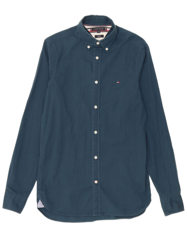 Camicia da uomo slim fit elasticizzata Tommy Hilfiger XS in cotone blu navy