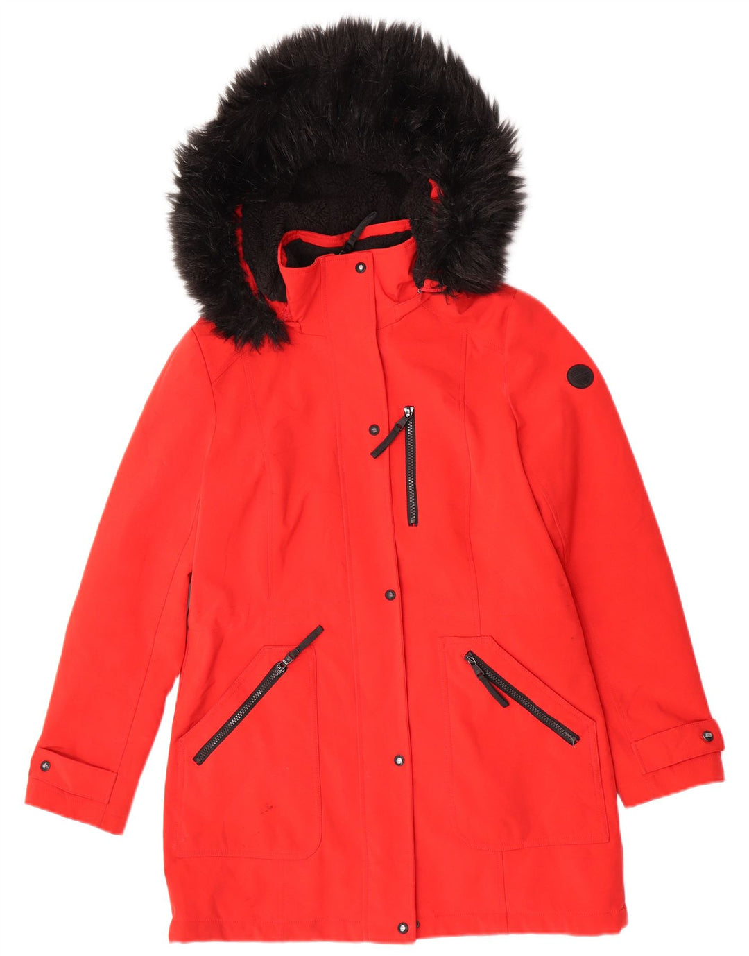 Giacca Parka con cappuccio da donna Calvin Klein UK 10 Small Rosso Poliestere