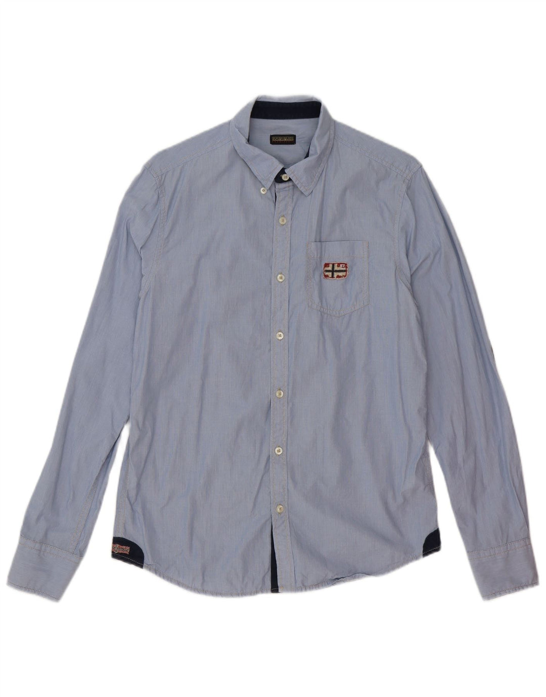 Camicia da uomo Napapijri in cotone a righe blu medio
