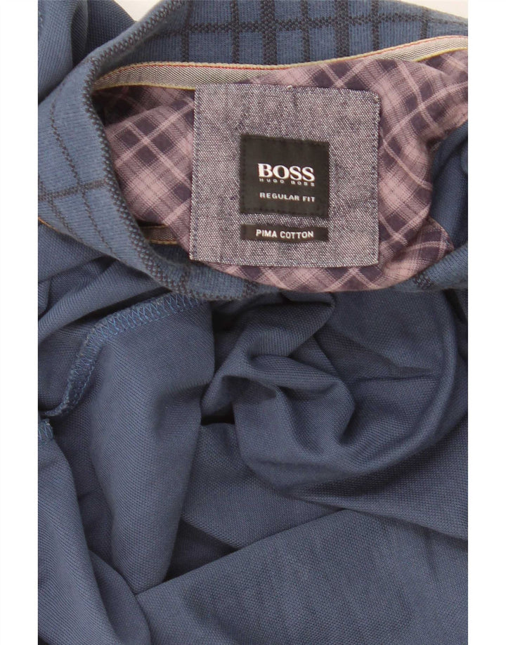 Polo Hugo Boss da uomo vestibilità regolare in cotone a quadri blu navy medio
