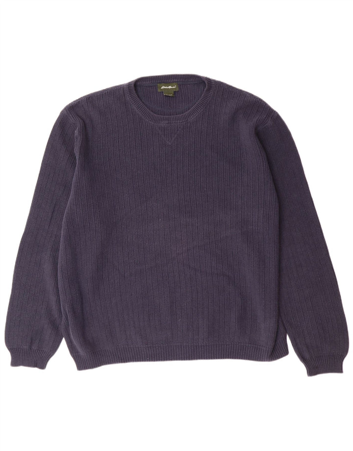 EDDIE BAUER Maglione girocollo da uomo XL in cotone blu navy