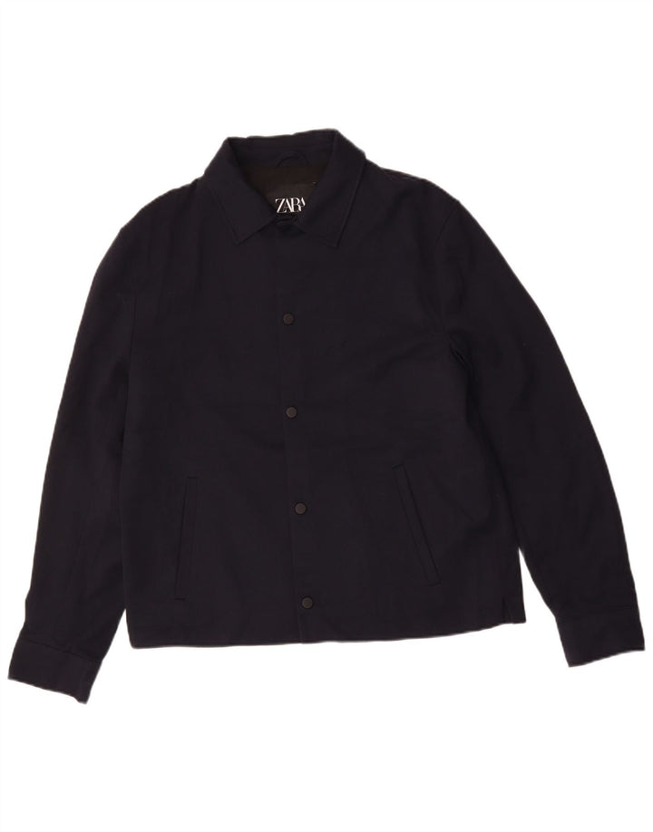 Giubbotto bomber da uomo Zara UK 40 grande poliestere blu navy