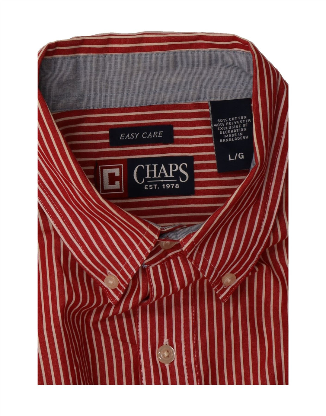 CHAPS Mens Shirt Large Red Striped Cotton Vintage Chaps and Second-Hand Chaps from Messina Hembry 