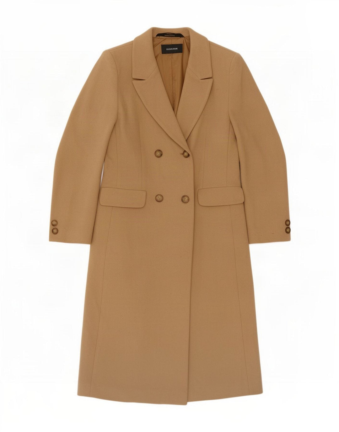 Cappotto doppiopetto da donna Marks & Spencer UK 10 Small Beige New Wool