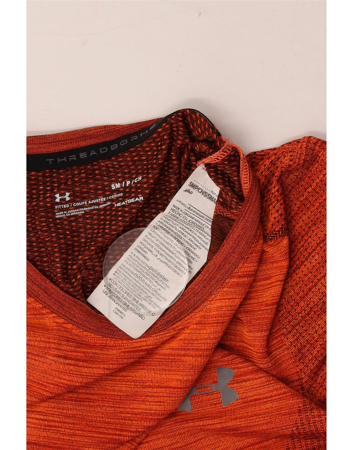 T-shirt Under Armour da uomo Heat Gear Top piccolo in poliestere a righe arancioni