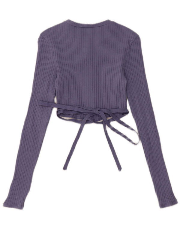 Top corto da donna Zara a maniche lunghe UK 10 piccolo cotone blu