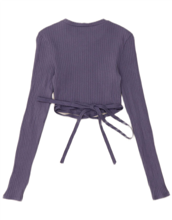 Top corto da donna Zara a maniche lunghe UK 10 piccolo cotone blu