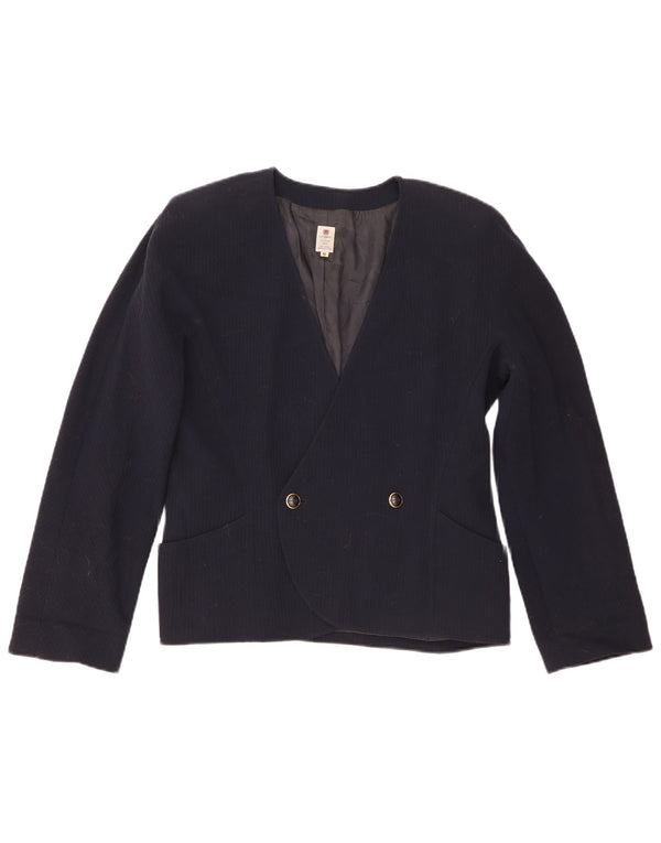 Giacca Blazer Doppiopetto Donna Ungaro IT 48 XL Blu Navy Lana