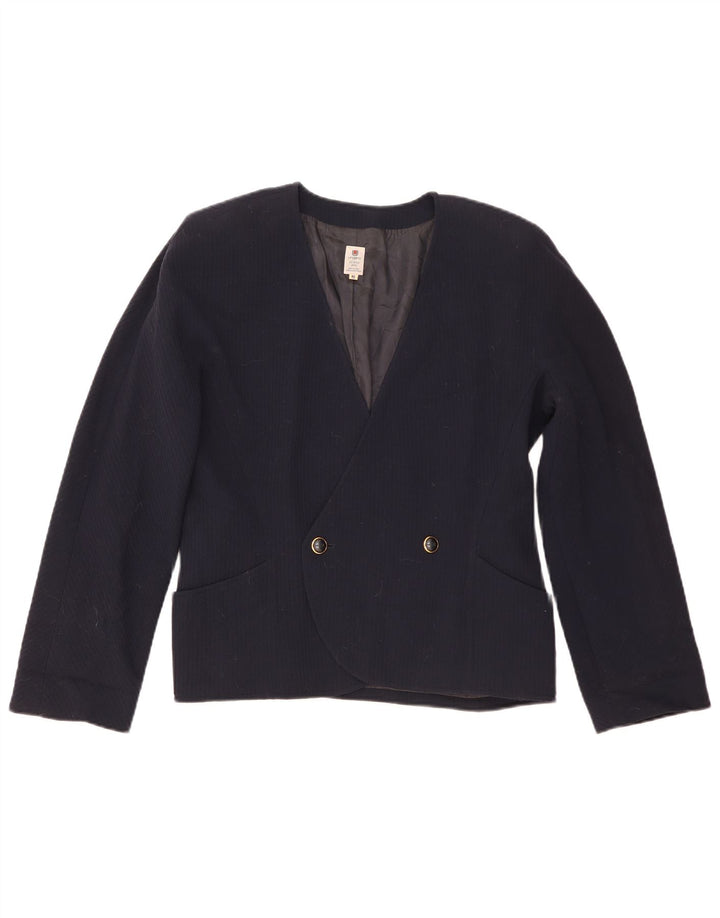 Giacca Blazer Doppiopetto Donna Ungaro IT 48 XL Blu Navy Lana