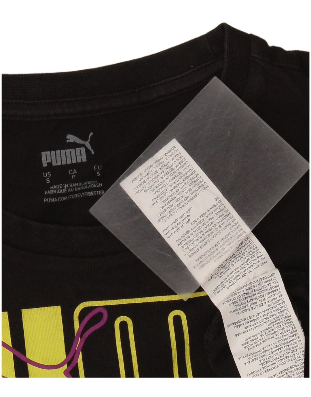 T-shirt grafica da uomo Puma Top Small in cotone nero