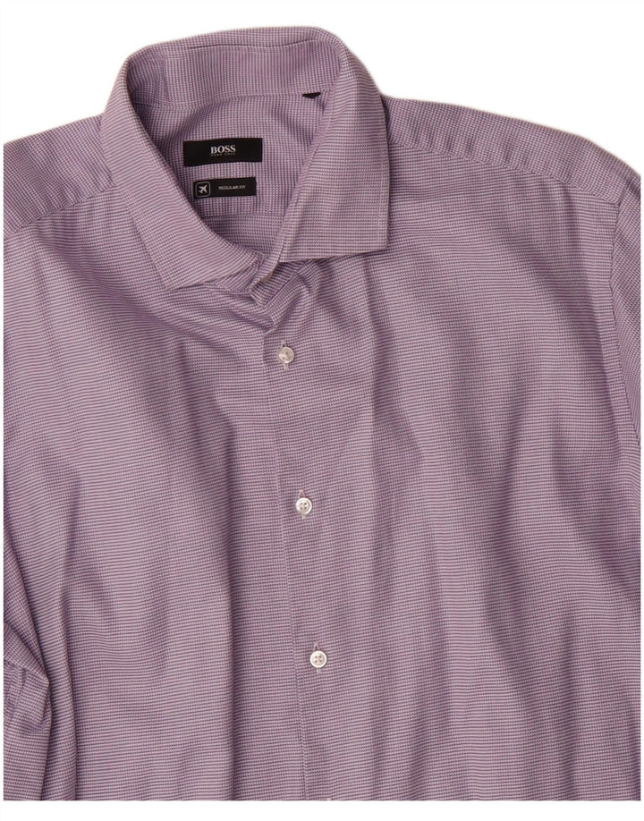 Camicia da uomo vestibilità regolare Hugo Boss taglia 44 XL cotone viola