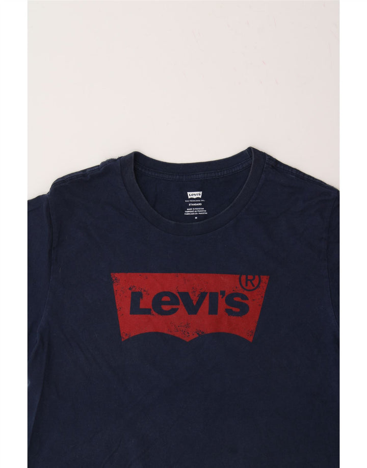 LEVI'S Mens Standard Graphic T-Shirt Top Medium Navy Blue Vintage Levi's and Second-Hand Levi's from Messina Hembry 
