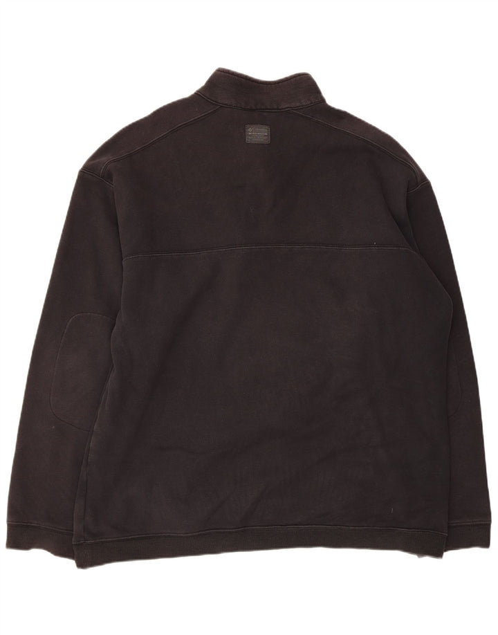 COLUMBIA Felpa da uomo con collo con zip, maglione grande, cotone nero