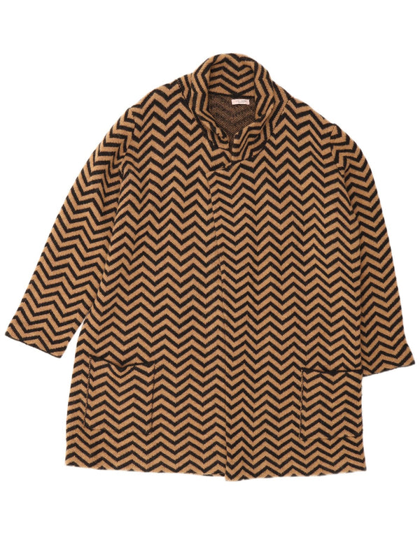 Fiorella Rubino Maglione cardigan lungo da donna UK 18 XL Marrone Chevron