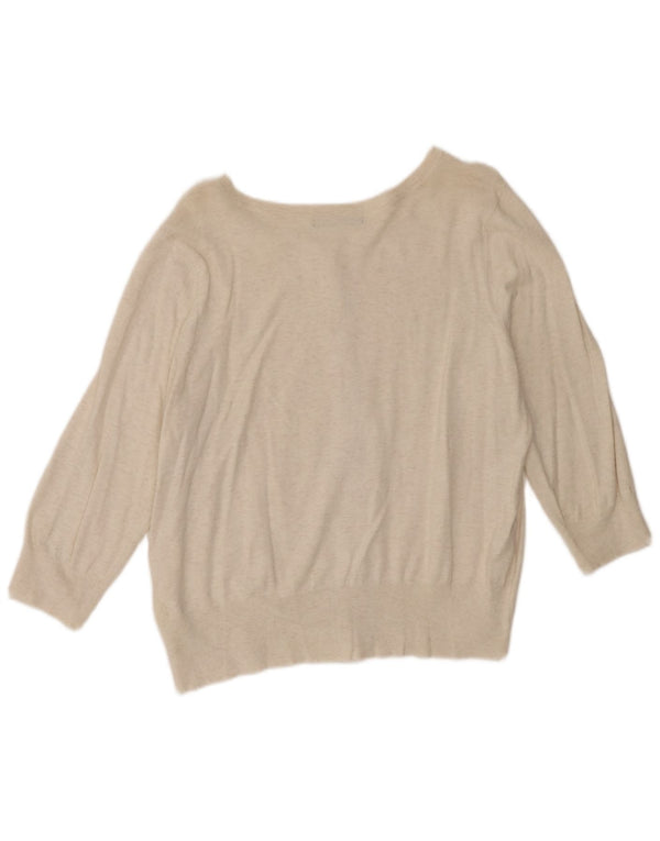 Maglione cardigan maniche 3/4 corto Marks & Spencer da donna UK 18 XL Beige