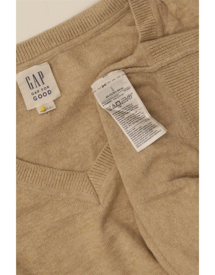 Gap Maglione da uomo con scollo a V grande in cotone beige