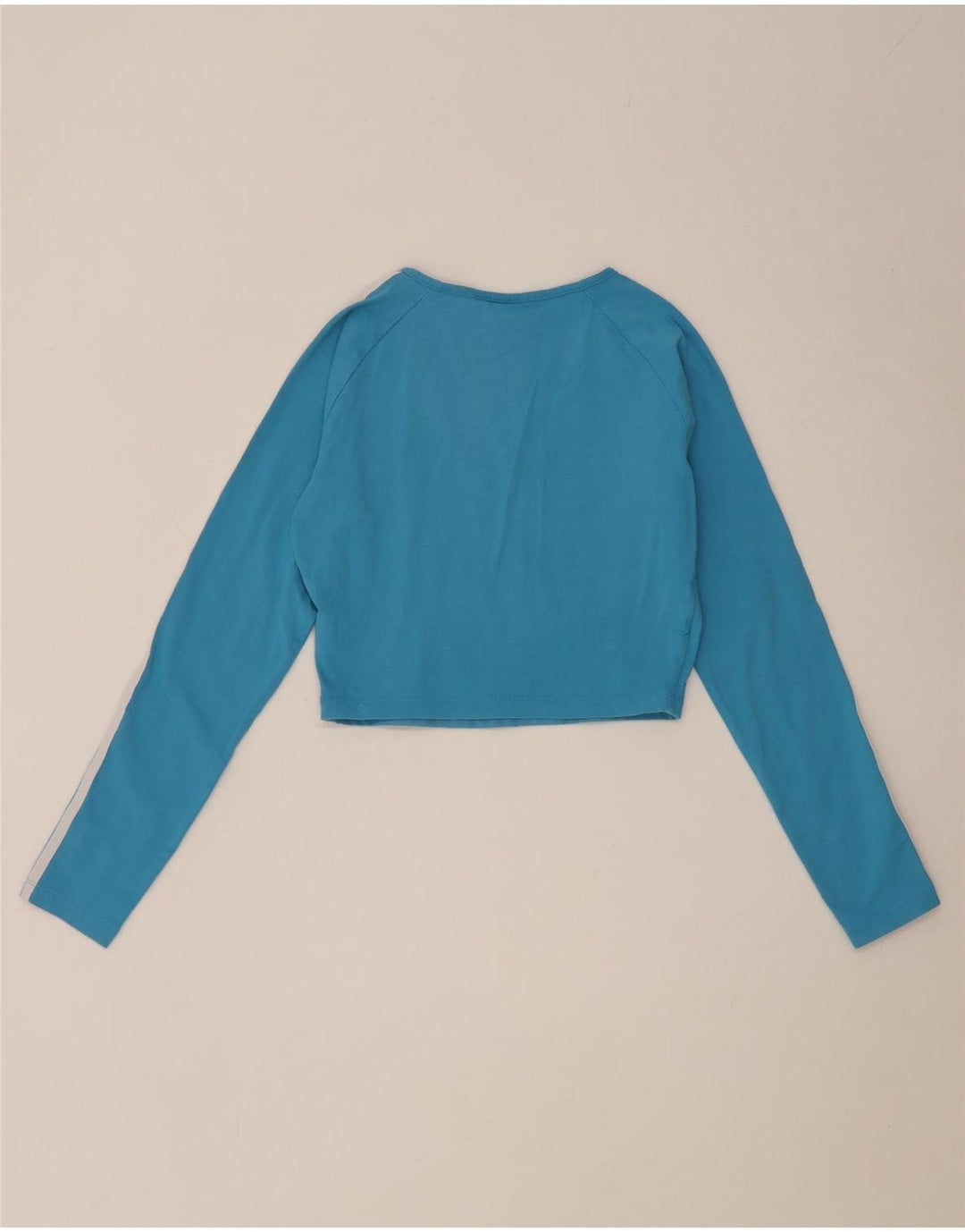 Top corto da donna Adidas manica lunga UK 12 cotone blu medio