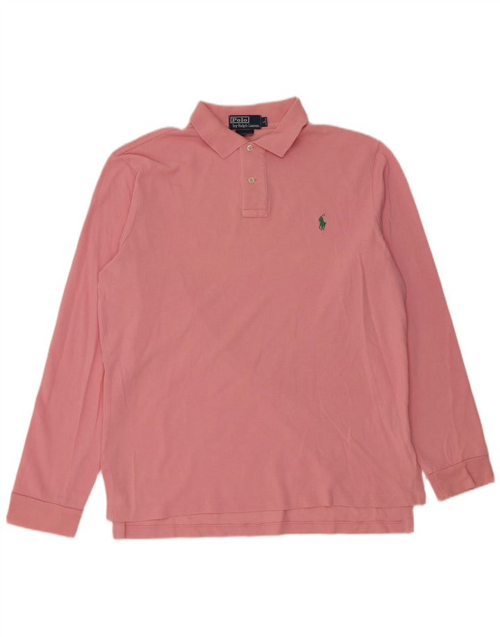 POLO RALPH LAUREN Polo da uomo a maniche lunghe su misura grande in cotone rosa